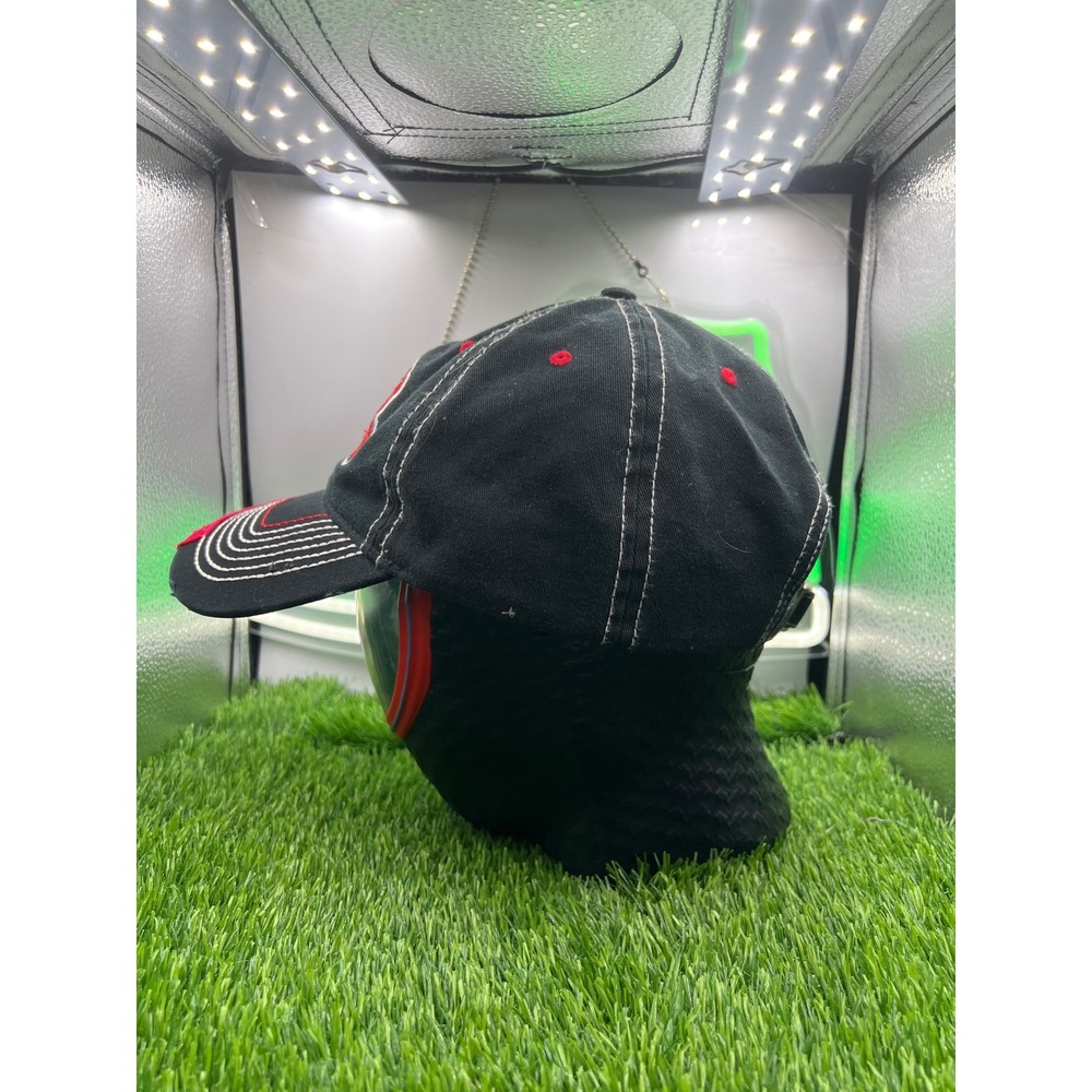 Blazing Badonkadones Embroidered Baseball Hat Black Red Distressed Strapback Cap - Picture 3 of 5